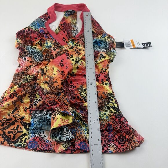 XOXO Top Ruffle Front  Womens Small Multi Colorful Satin Y2K Fairy Whimsical - Picture 11 of 13